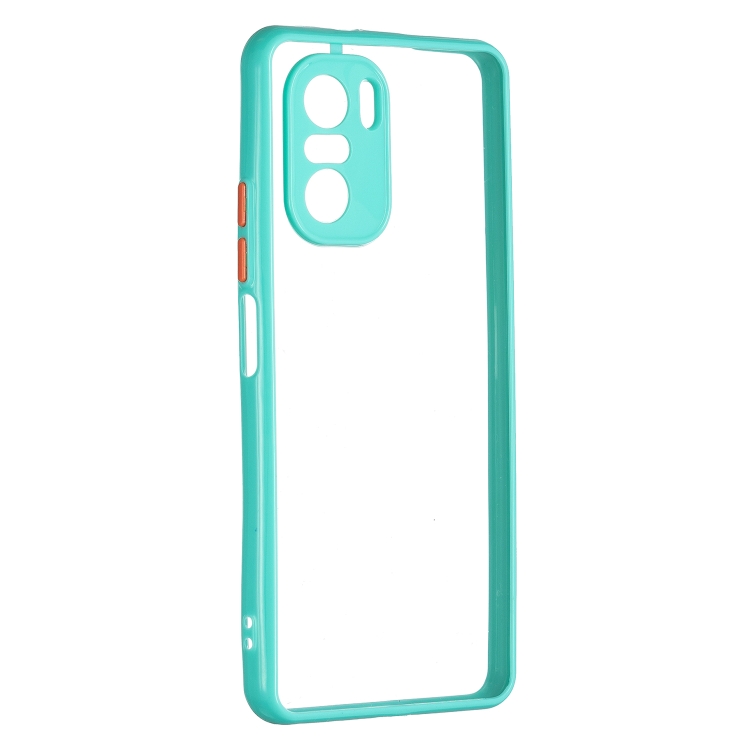 

Transparent PC+TPU Phone Case with Contrast Color Button For Xiaomi Redmi K40/K40 Pro(Green)