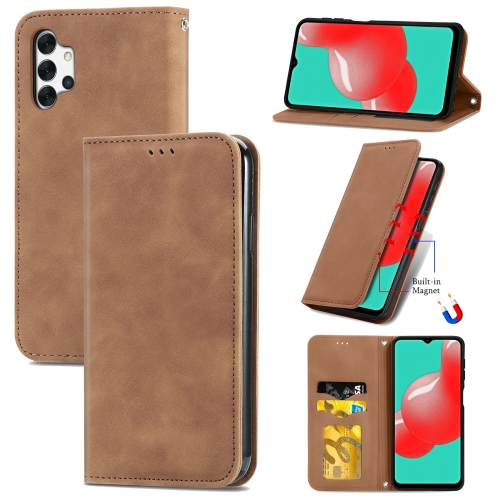 

For Samsung Galaxy A32 4G Retro Skin Feel Business Magnetic Horizontal Flip Leather Case With Holder & Card Slots & Wallet & Photo Frame(Brown)