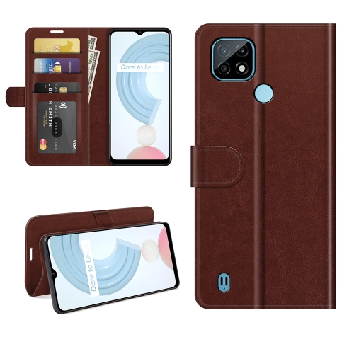 

For OPPO Realme C21 R64 Texture Single Horizontal Flip Protective Case with Holder & Card Slots & Wallet & Photo Frame(Brown)