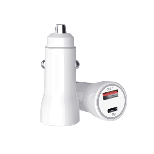 

P21 Portable PD 20W + QC 3.0 18W Dual Ports Fast Car Charger(White)