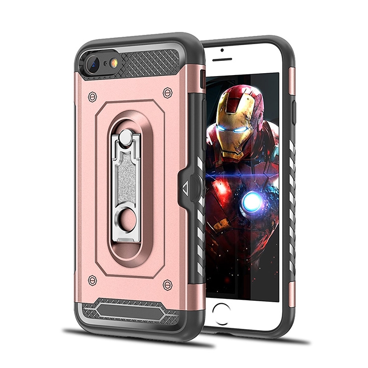 

Shockproof PC + TPU Case for iPhone 6 & 6s, with Holder(Rosegold)