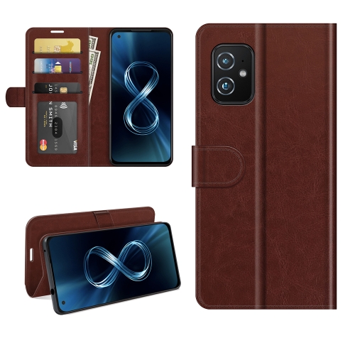 

For Asus Zenfone 8 R64 Texture Single Horizontal Flip Protective Case with Holder & Card Slots & Wallet& Photo Frame(Brown)