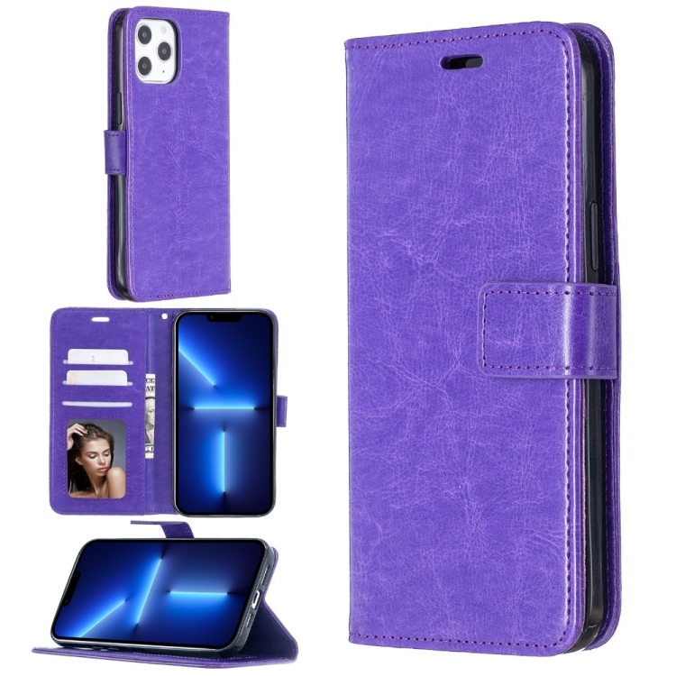 

Crazy Horse Texture Horizontal Flip Leather Case with Holder & Card Slots & Wallet & Photo Frame for iPhone 13 Pro Max(Purple)