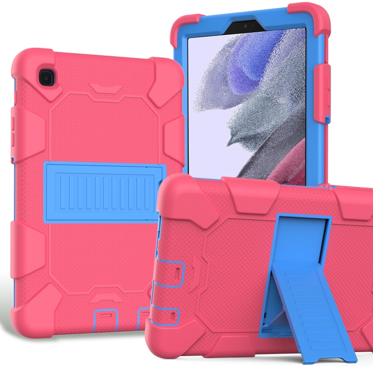 

For Samsung Galaxy Tab A7 Lite T220 / T225 Two-Color Robot Shockproof Silicone + PC Protective Case with Holder(Hot Pink+Blue)