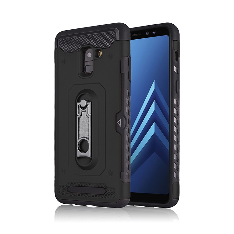 

Shockproof PC + TPU Case for Galaxy A8+ 2018, with Holder(Black)