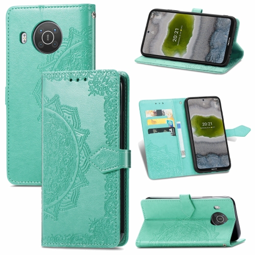 

For Nokia X10 Mandala Flower Embossed Horizontal Flip Leather Case with Bracket / Card Slot / Wallet / Lanyard(Green)
