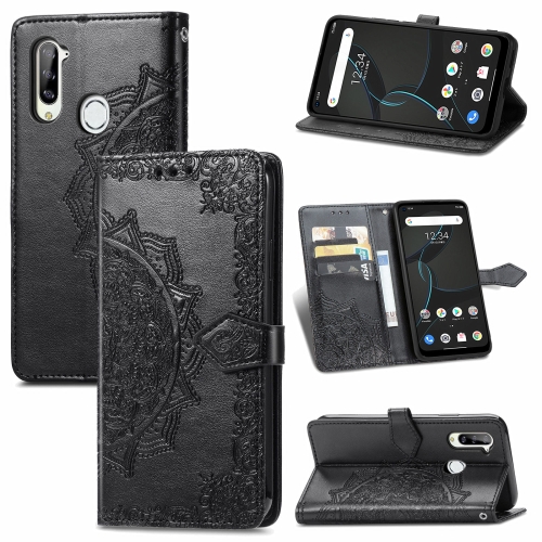

For ZTE Libero 5G Mandala Flower Embossed Horizontal Flip Leather Case with Bracket / Card Slot / Wallet / Lanyard(Black)