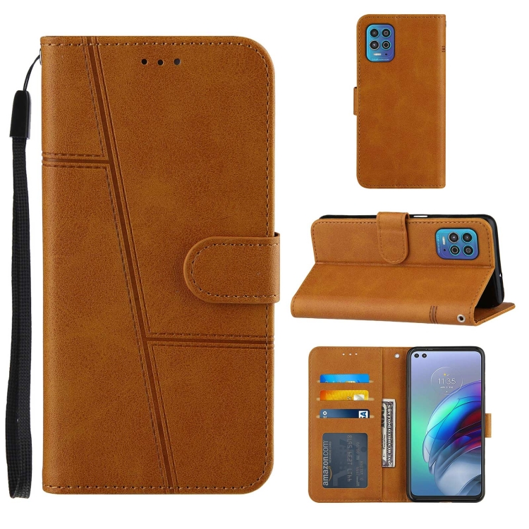 

For Motorola Edge S / G100 Stitching Calf Pattern Buckle Card Wallet with Flip Phone Holster with Lanyard Bracket Function(Yellow)