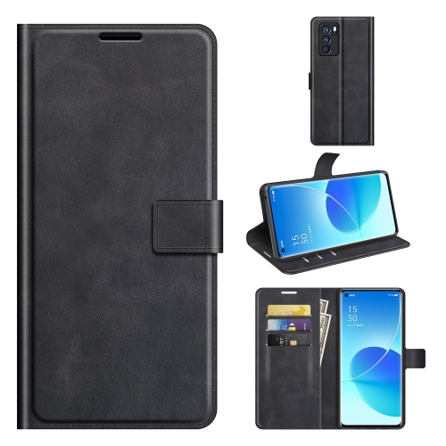 

For OPPO Reno6 Pro 5G Retro Calf Pattern Buckle Horizontal Flip Leather Case with Holder & Card Slots & Wallet(Black)