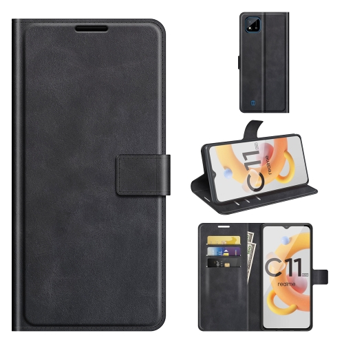 

For OPPO Realme C11 2021 Retro Calf Pattern Buckle Horizontal Flip Leather Case with Holder & Card Slots & Wallet(Black)