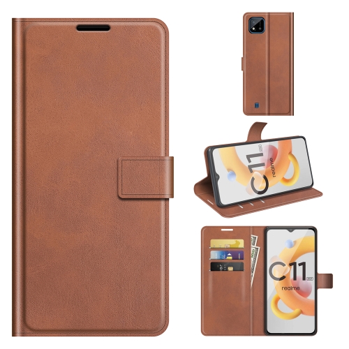 

For OPPO Realme C11 2021 Retro Calf Pattern Buckle Horizontal Flip Leather Case with Holder & Card Slots & Wallet(Light Brown)