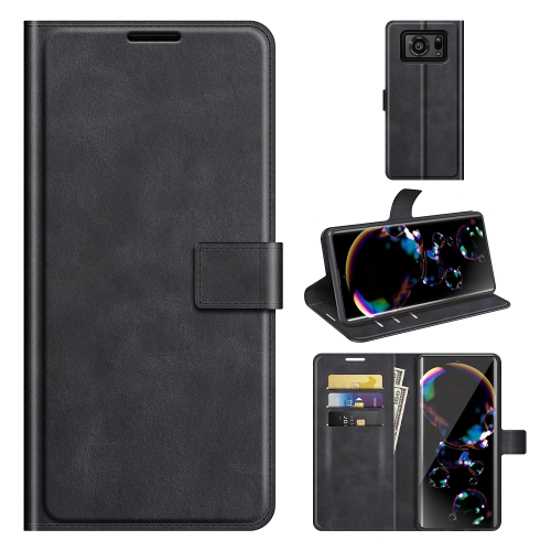 

For Sharp Aquos R6 Retro Calf Pattern Buckle Horizontal Flip Leather Case with Holder & Card Slots & Wallet(Black)