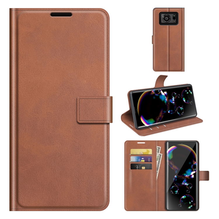 

For Sharp Aquos R6 Retro Calf Pattern Buckle Horizontal Flip Leather Case with Holder & Card Slots & Wallet(Light Brown)