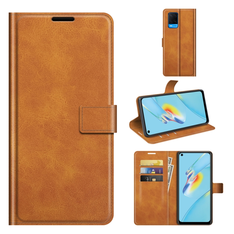 

For OPPO A54 4G Retro Calf Pattern Buckle Horizontal Flip Leather Case with Holder & Card Slots & Wallet(Yellow)
