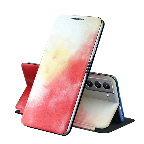 

For Samsung Galaxy S21+ 5G Voltage Watercolor Pattern Skin Feel Magnetic Horizontal Flip PU Leather Case with Holder(Red)