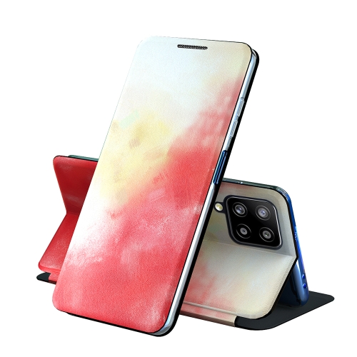 

For Samsung Galaxy A42 5G Voltage Watercolor Pattern Skin Feel Magnetic Horizontal Flip PU Leather Case with Holder(Red)