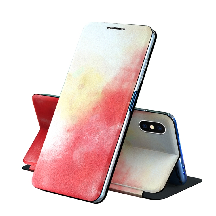 

For Samsung Galaxy A02 Voltage Watercolor Pattern Skin Feel Magnetic Horizontal Flip PU Leather Case with Holder(Red)