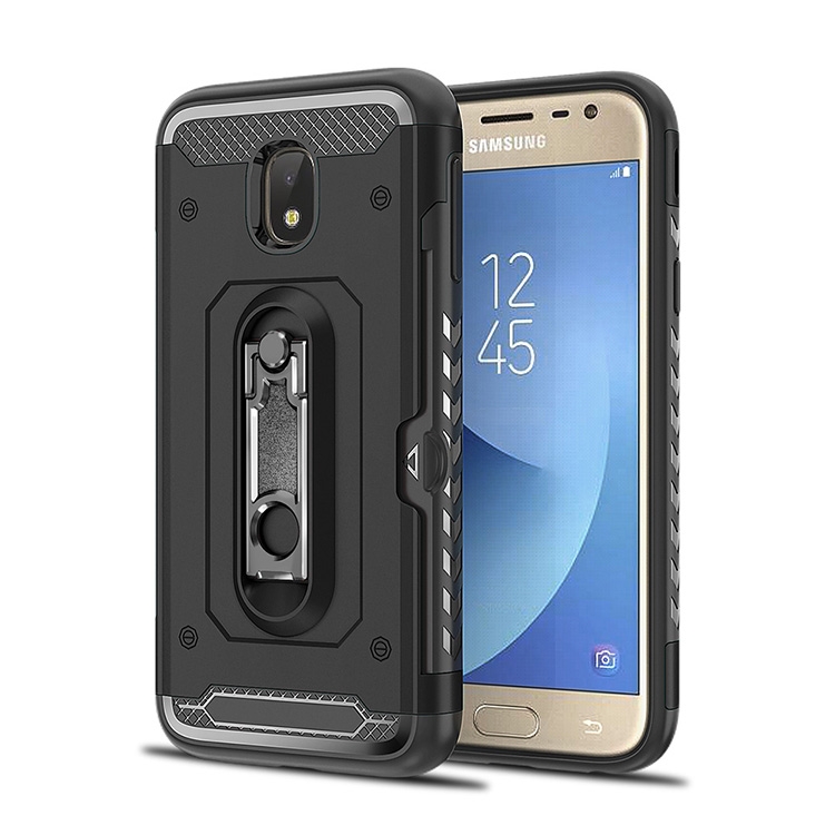 

Shockproof PC + TPU Case for Galaxy J3 (2017) / J330 (EU Version), with Holder(Black)