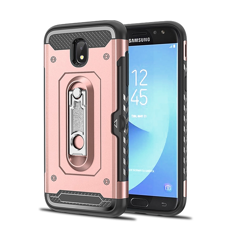 

Shockproof PC + TPU Case for Galaxy J5 (2017) / J530 (EU Version), with Holder(Rosegold)