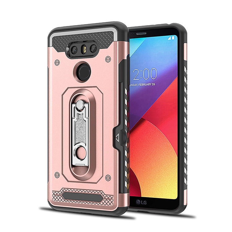 

Shockproof PC + TPU Case for LG G6, with Holder(Rosegold)