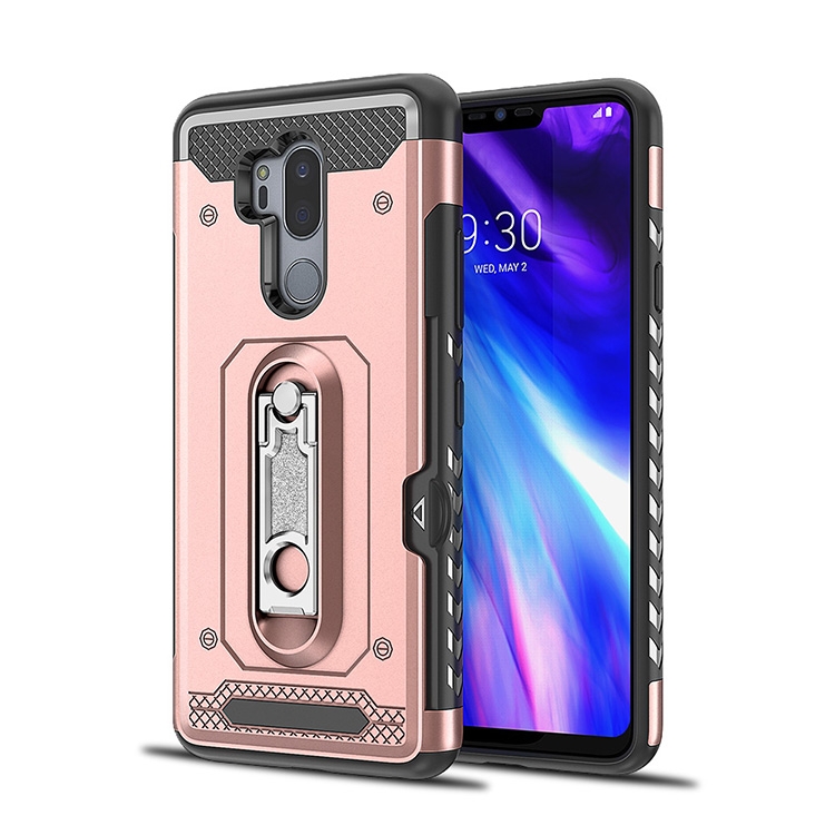 

Shockproof PC + TPU Case for LG G7, with Holder(Rosegold)