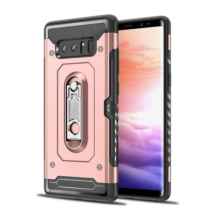 

Shockproof PC + TPU Case for Galaxy Note 8, with Holder(Rosegold)