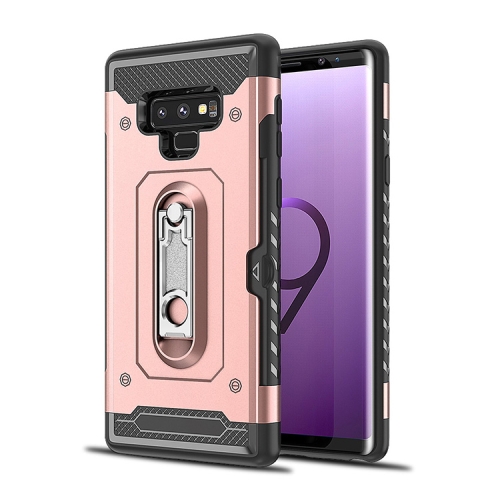 

Shockproof PC + TPU Case for Galaxy Note 9, with Holder(Rosegold)