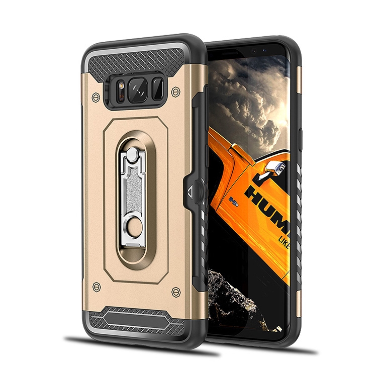 

Shockproof PC + TPU Case for Galaxy S8, with Holder(Gold)