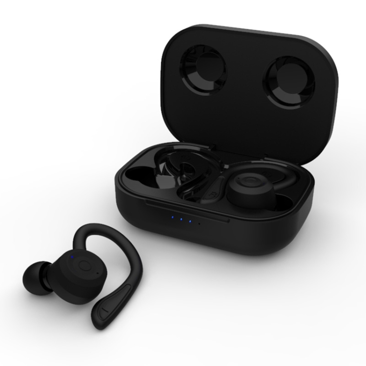 

T20 TWS Bluetooth Hooks Wireless Sports Headphones with Charging Box IPX6 Waterproof Noise-cancelling Earphones(Black)