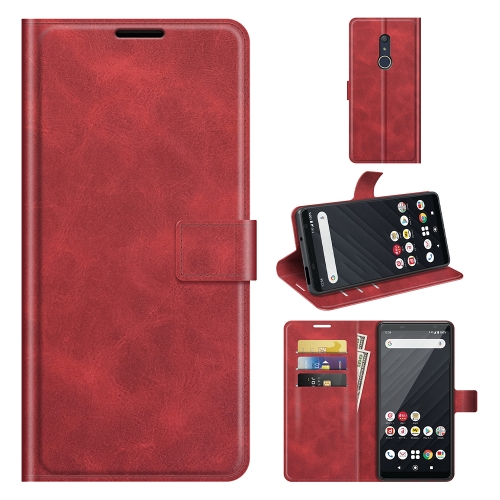 

For Sony Xperia Ace II Retro Calf Pattern Buckle Card Wallet Left and Right Flip Phone Holster with Bracket Function(Red)