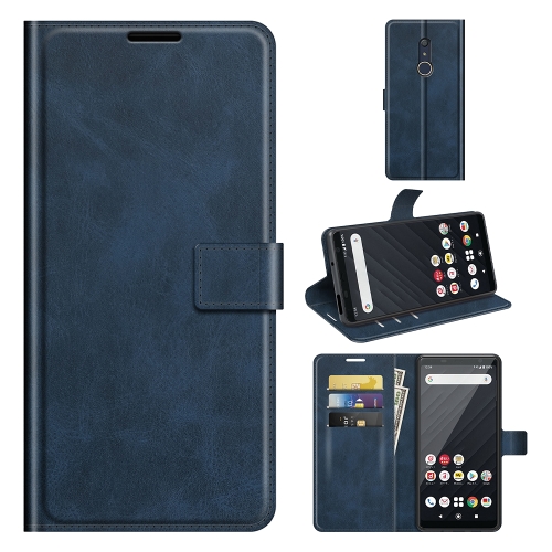 

For Sony Xperia Ace II Retro Calf Pattern Buckle Card Wallet Left and Right Flip Phone Holster with Bracket Function(Blue)