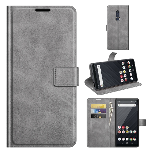 

For Sony Xperia Ace II Retro Calf Pattern Buckle Card Wallet Left and Right Flip Phone Holster with Bracket Function(Grey)