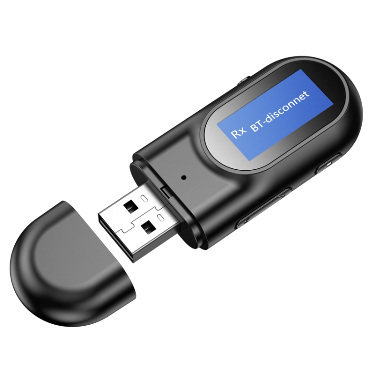 

T17 USB Bluetooth 5.0 Receiver Transmitter 2 in 1 Audio Adapter with LCD Display for PC TV Car 3.5mm AUX