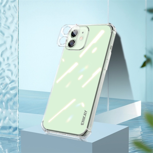 

For iPhone 11 Hat-Prince ENKAY Clear TPU Shockproof Airbag Soft Case + Camera Lens Glass Film