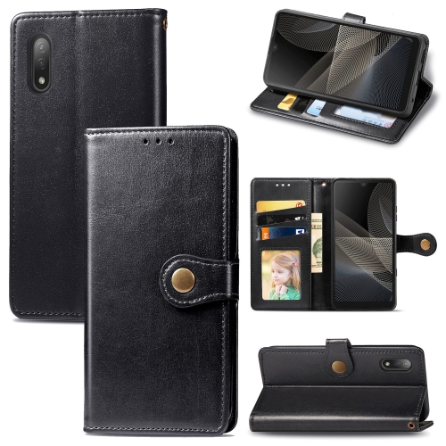 

For Sony Xperia ACE II Solid Color Leather Buckle Phone Case with Lanyard & Photo Frame & Card Slot & Wallet & Stand Function(Black)