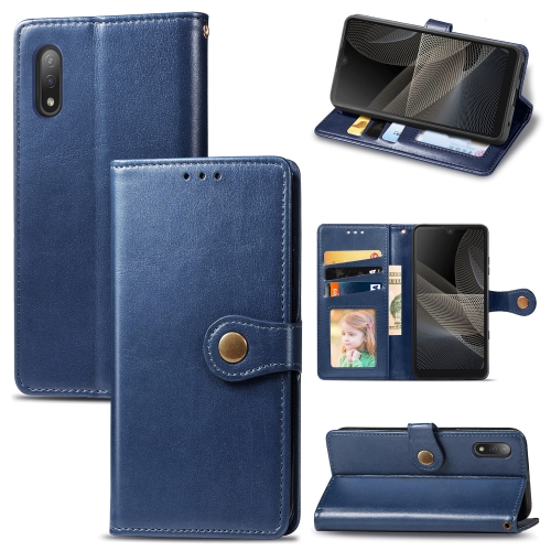 

For Sony Xperia ACE II Solid Color Leather Buckle Phone Case with Lanyard & Photo Frame & Card Slot & Wallet & Stand Function(Blue)