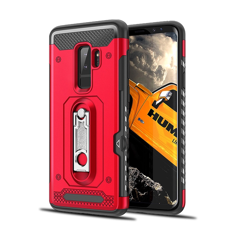 

Shockproof PC + TPU Case for Galaxy S9+, with Holder(Red)