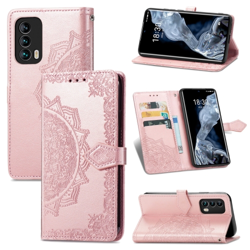 

For Meizu 18 Mandala Flower Embossed Horizontal Flip Leather Case with Holder & Three Card Slots & Wallet & Lanyard(Rose Gold)