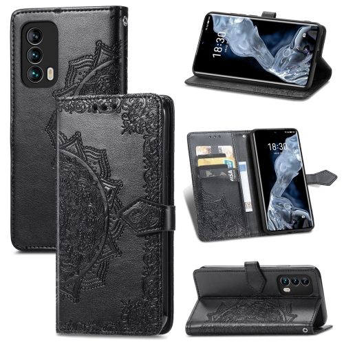 

For Meizu 18 Mandala Flower Embossed Horizontal Flip Leather Case with Holder & Three Card Slots & Wallet & Lanyard(Black)