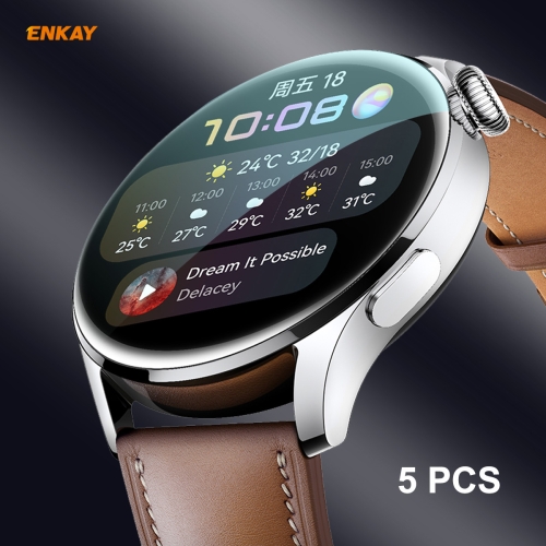 

5 PCS For Huawei WATCH 3 46mm ENKAY Hat-Prince 3D Full Coverage Soft PC Edge + PMMA HD Screen Protector Film