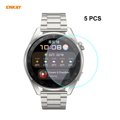 

5 PCS For Huawei WATCH 3 Pro 48mm ENKAY Hat-Prince 0.2mm 9H 2.15D Curved Edge Tempered Glass Screen Protector Watch Film