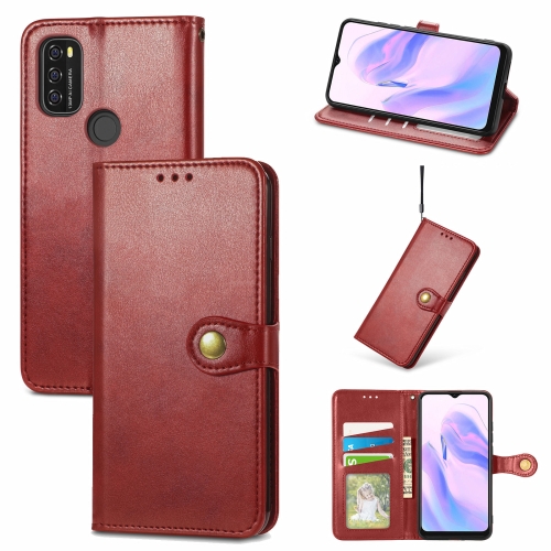 

For Blackview A70 Solid Color Leather Buckle Phone Case with Lanyard & Photo Frame & Card Slot & Wallet & Stand Function(Red)