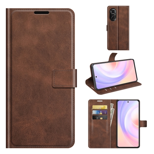 

For Honor 50 SE Retro Calf Pattern Buckle Card Wallet Left and Right Flip Phone Holster with Bracket Function(Dark Brown)