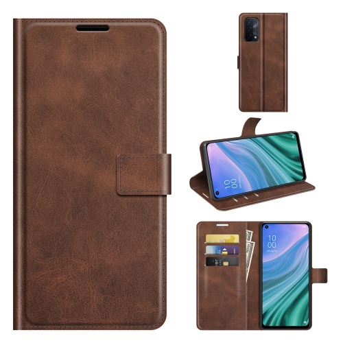 

For OnePlus Nord N200 5G Retro Calf Pattern Buckle Card Wallet Left and Right Flip Phone Holster with Bracket Function(Dark Brown)