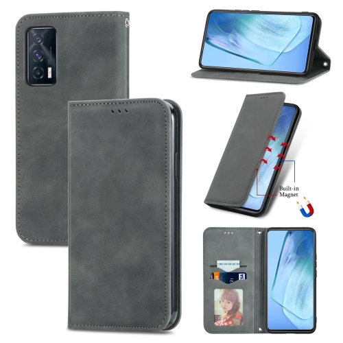 

For vivo iQOO Neo 5 Retro Skin Feel Business Magnetic Horizontal Flip Leather Case with Holder & Card Slots & Wallet & Photo Frame(Gray)