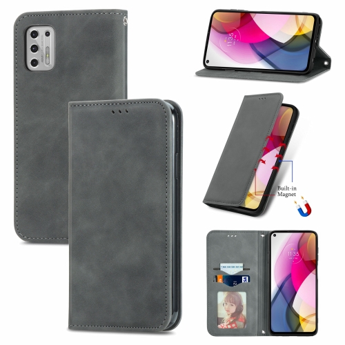 

For Motorola Moto G Stylus 2021 Retro Skin Feel Business Magnetic Horizontal Flip Leather Case with Holder & Card Slots & Wallet & Photo Frame(Gray)
