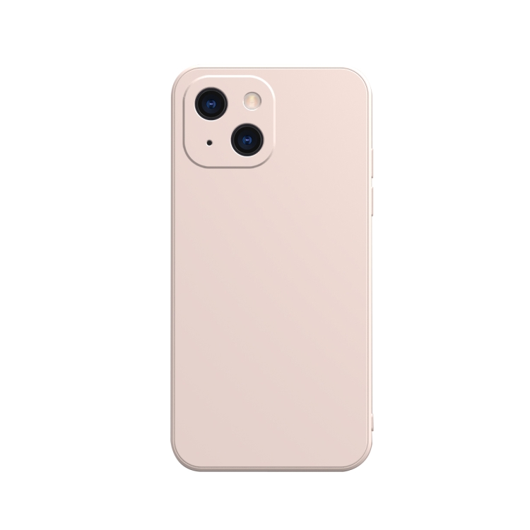 

Solid Color Cube Straight Edge Liquid Silicone Case For iPhone 13 mini(Pink)