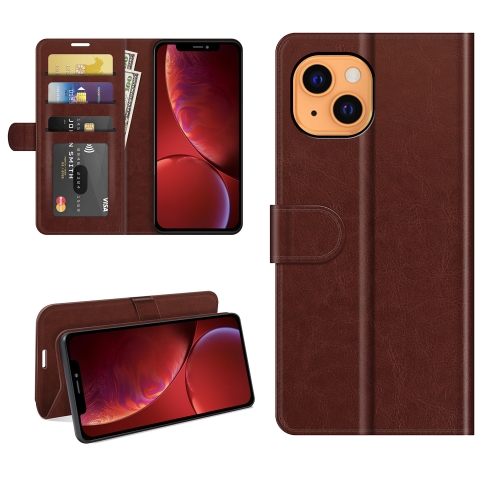 

R64 Texture Single Horizontal Flip Protective Case with Holder & Card Slots & Wallet& Photo Frame for iPhone 13(Brown)