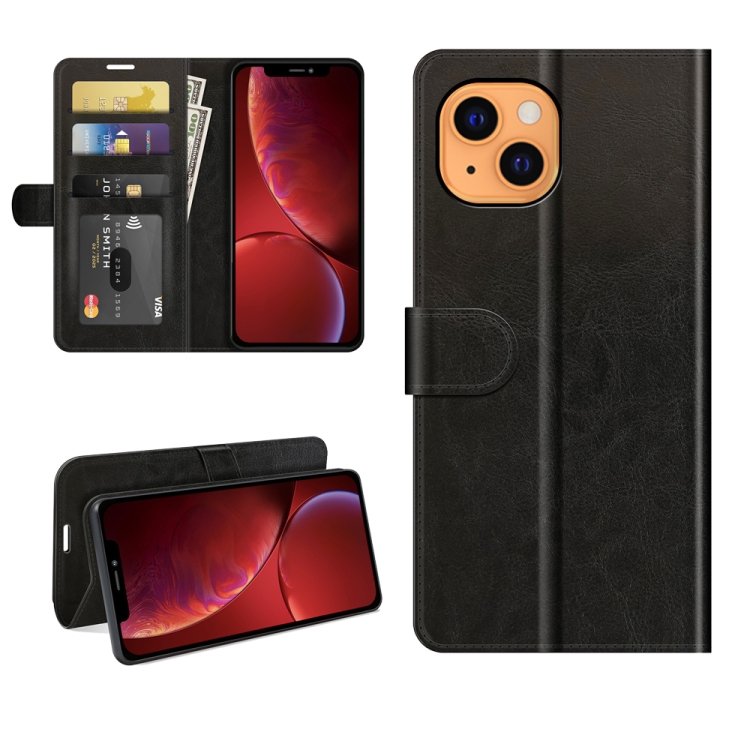 

R64 Texture Single Horizontal Flip Protective Case with Holder & Card Slots & Wallet& Photo Frame for iPhone 13 mini(Black)
