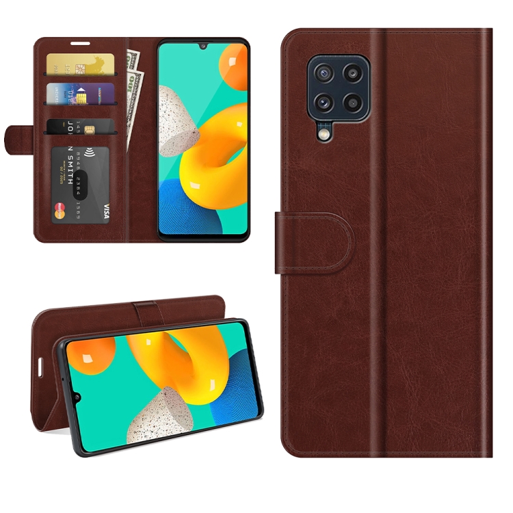 

For Samsung Galaxy M32 R64 Texture Single Horizontal Flip Protective Case with Holder & Card Slots & Wallet& Photo Frame(Brown)
